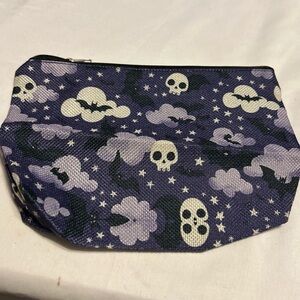 Pencil makeup Cosmetic Bag. Black, Purple & White Skull, Bats & Cloud New